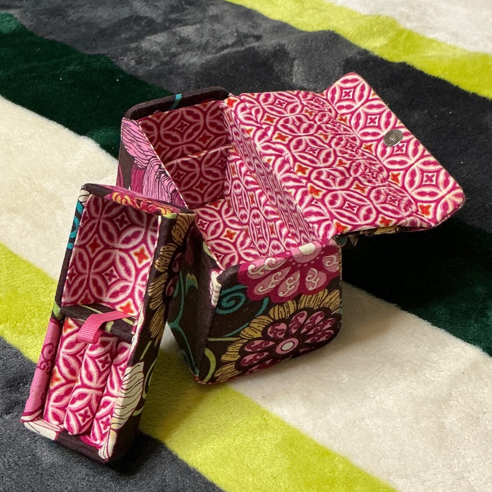 Vera Bradley Brown Floral Cosmetic Case with Pink & Green Accents - Picture 4 of 8